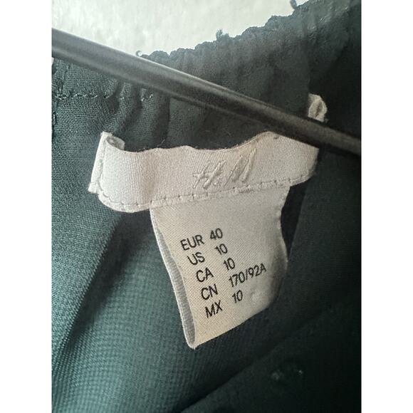 H&M Blouson Dress Women’s Size 10 Color Green Cap Sleeve Boat Neck - Picture 6 of 6